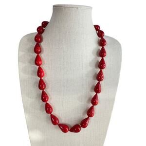 Vintage Marbled Red Bakelite Beaded Necklace 26 In 1940s 93 Grams